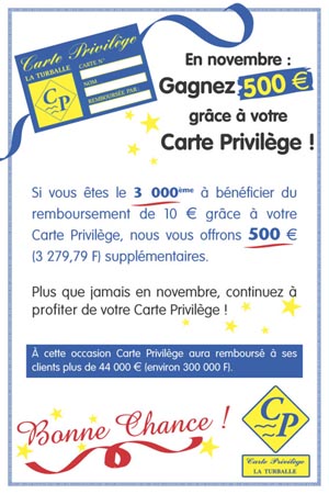 l' affiche de l'animation carte privilège